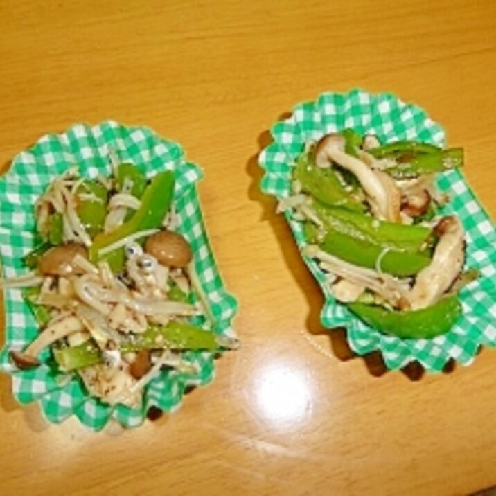 冷凍保存でお弁当に♪キノコと野菜のじゃこ炒め